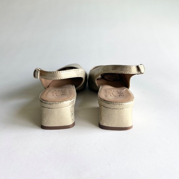 Naturalizer Gold Silver Animal Print Leather Close Toe Slingbacks size 7.5 - Picture 11 of 16